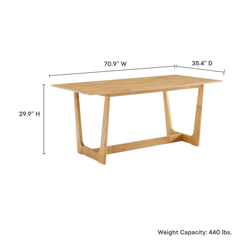Maklaine Modern / Contemporary Dining Table in Natural Finish