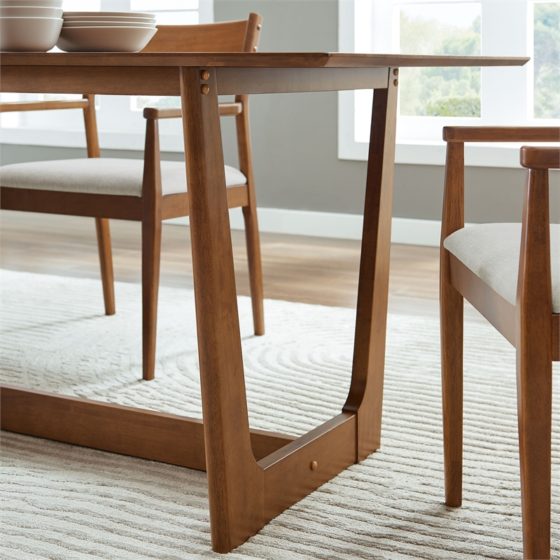 Maklaine Modern / Contemporary Dining Table in Walnut Finish
