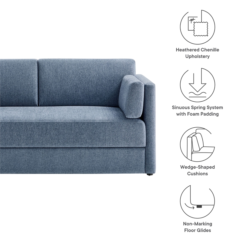 Maklaine Modern / Contemporary Soft Fabric Upholstered Sofa in Denim