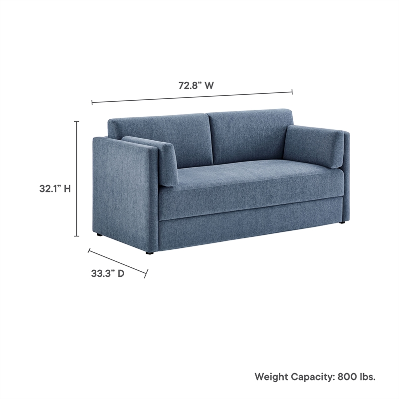 Maklaine Modern / Contemporary Soft Fabric Upholstered Sofa in Denim