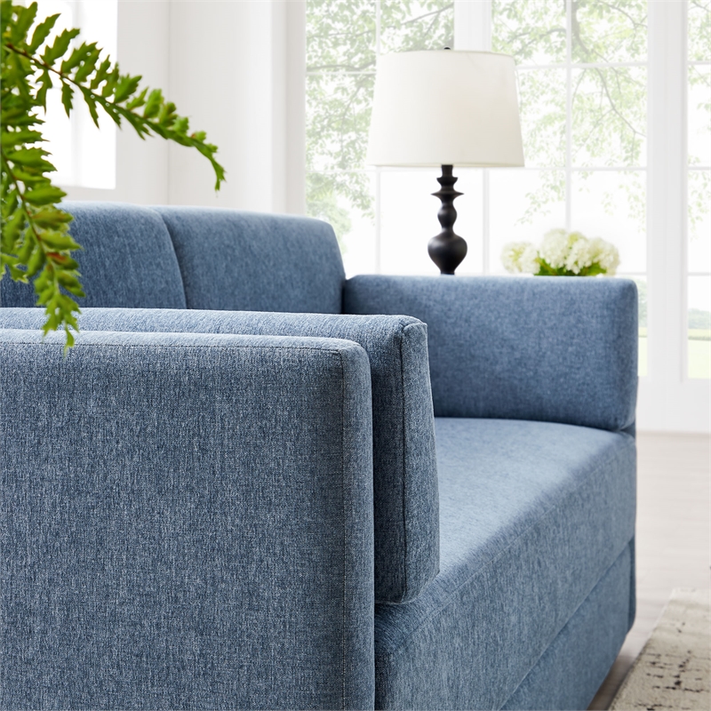 Maklaine Modern / Contemporary Soft Fabric Upholstered Sofa in Denim