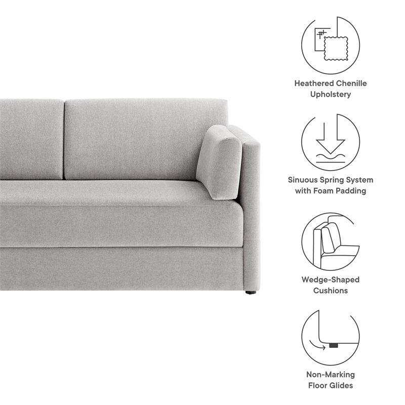 Maklaine Modern / Contemporary Soft Fabric Upholstered Sofa in Taupe