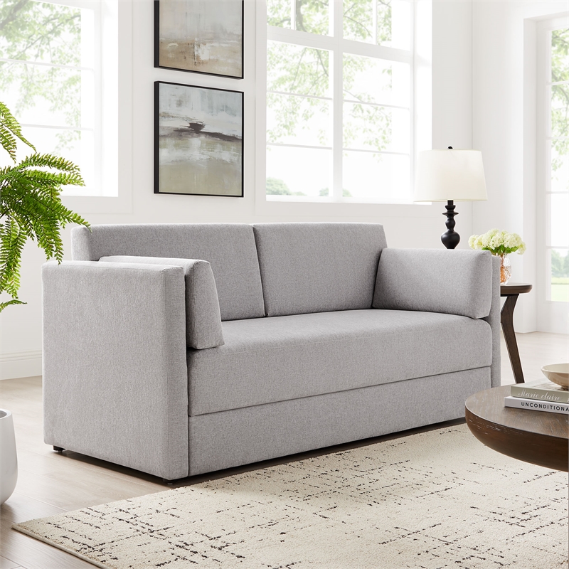 Maklaine Modern / Contemporary Soft Fabric Upholstered Sofa in Taupe