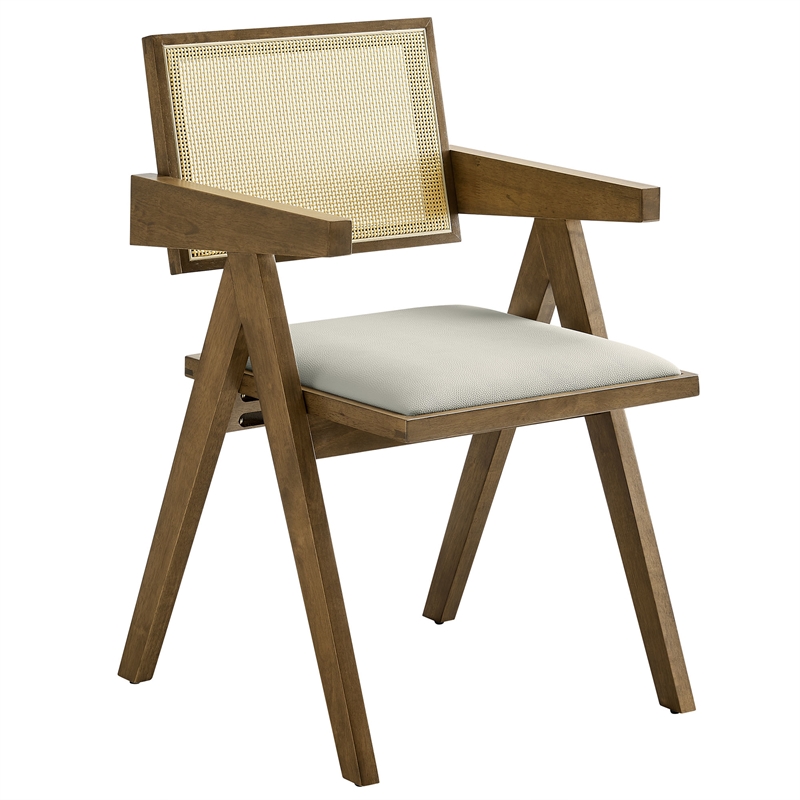 Maklaine Contemporary Dining Armchairs Set of 2 in Weathered Oak Stone