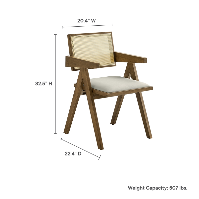 Maklaine Contemporary Dining Armchairs Set of 2 in Weathered Oak Stone