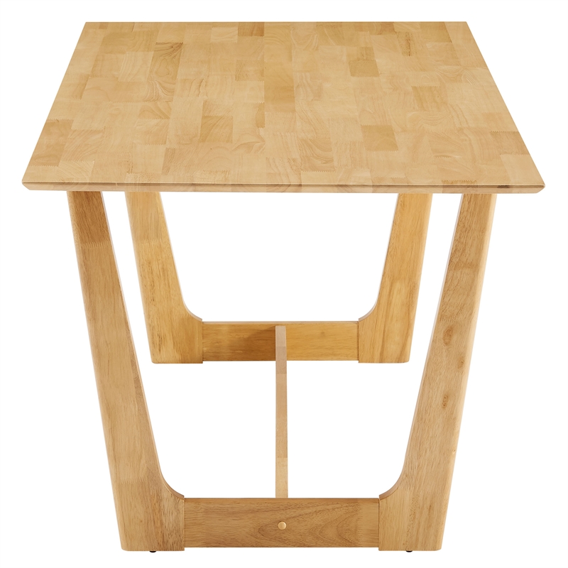 Maklaine 7-Piece Dining Set with Fabric Chairs in Natural Heathered Weave Beige
