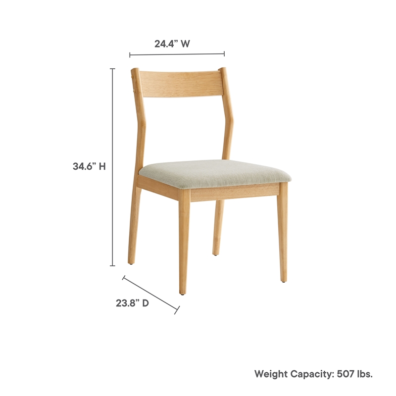 Maklaine 7-Piece Dining Set with Fabric Chairs in Natural Heathered Weave Beige