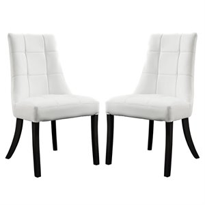 Maklaine 19.5&quot Modern Faux Leather Dining Chair in White (Set of 2)
