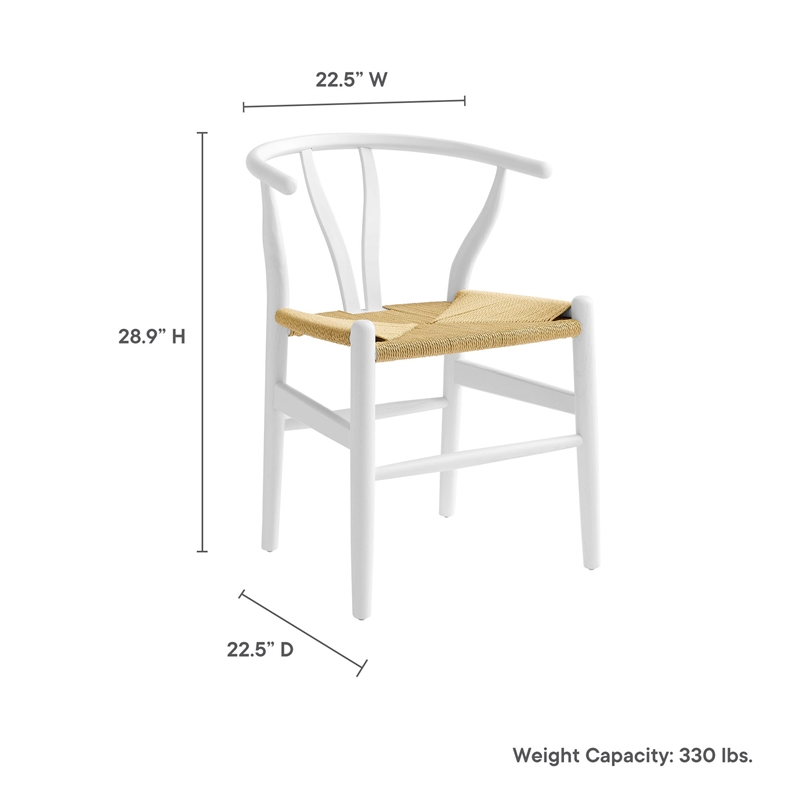Maklaine Contemporary Elm Wood Dining Chair Dining Chair in White
