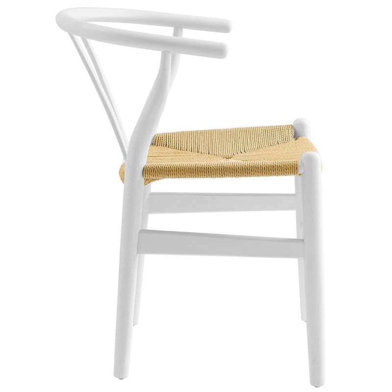 Maklaine Contemporary Elm Wood Dining Chair Dining Chair in White