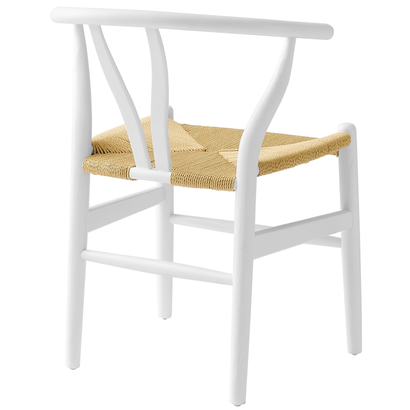 Maklaine Contemporary Elm Wood Dining Chair Dining Chair in White