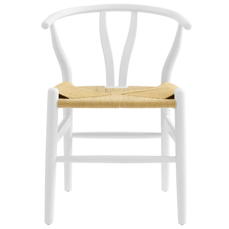 Maklaine Contemporary Elm Wood Dining Chair Dining Chair in White