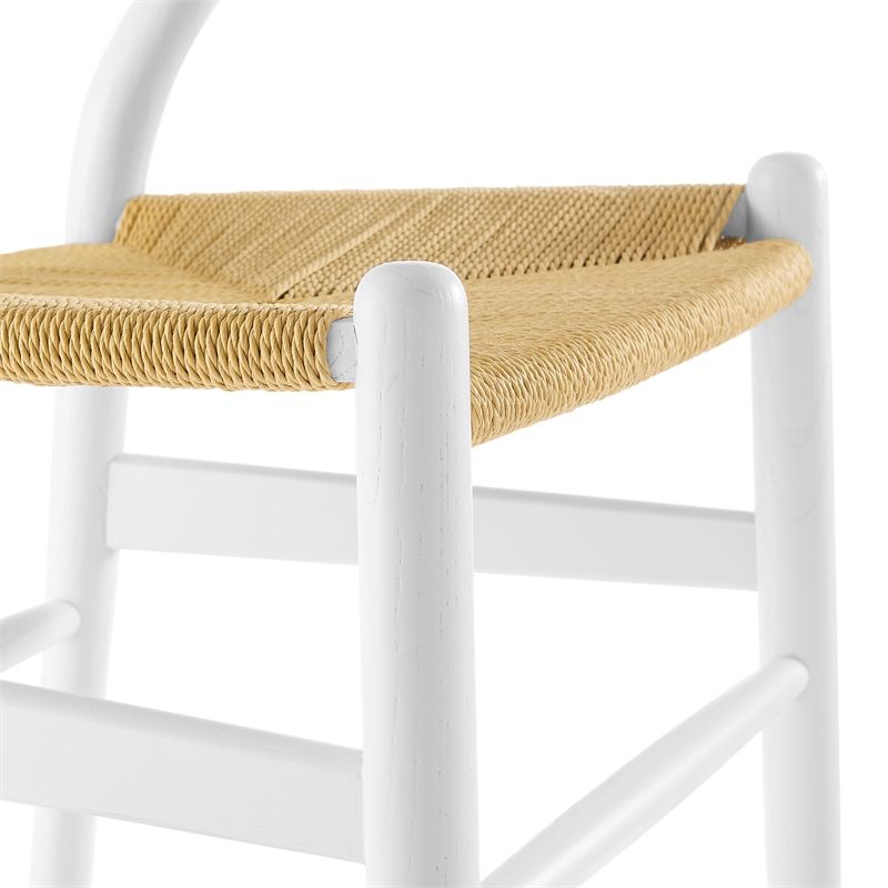 Maklaine Contemporary Elm Wood Dining Chair Dining Chair in White