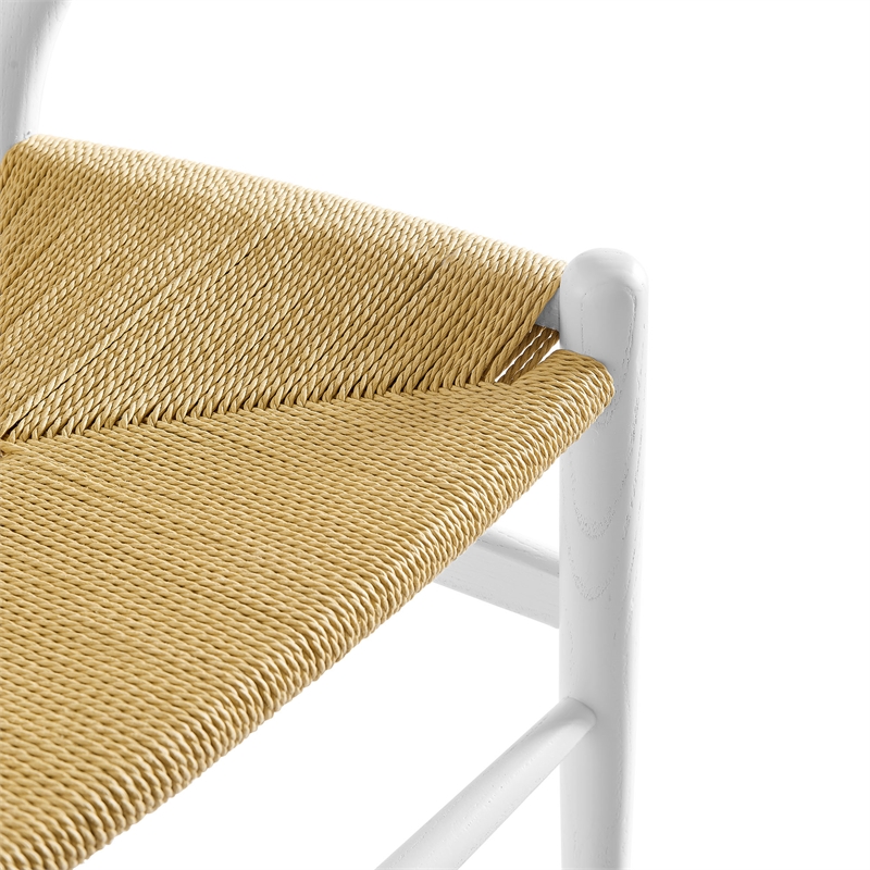 Maklaine Contemporary Elm Wood Dining Chair Dining Chair in White