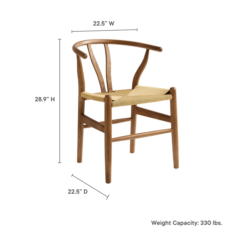 Maklaine Contemporary Elm Wood Dining Chair Dining Chair in Walnut
