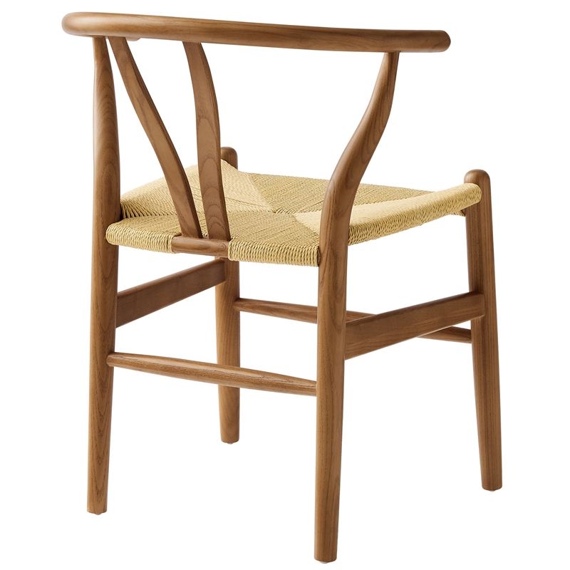 Maklaine Contemporary Elm Wood Dining Chair Dining Chair in Walnut