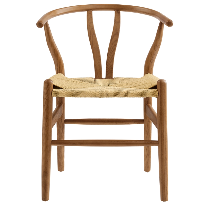 Maklaine Contemporary Elm Wood Dining Chair Dining Chair in Walnut