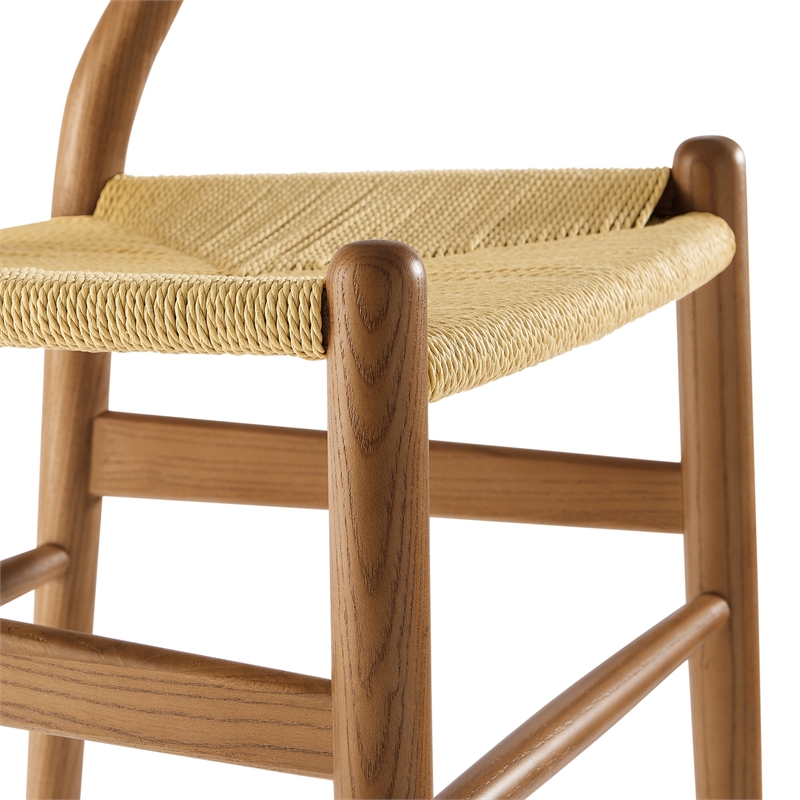 Maklaine Contemporary Elm Wood Dining Chair Dining Chair in Walnut