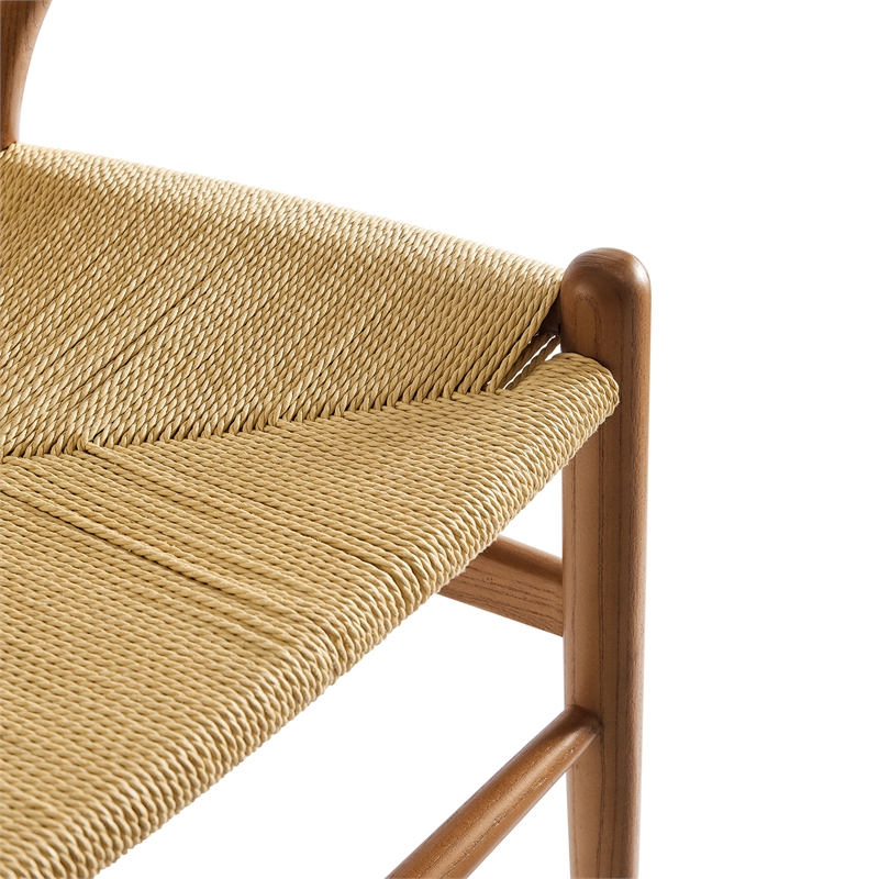 Maklaine Contemporary Elm Wood Dining Chair Dining Chair in Walnut