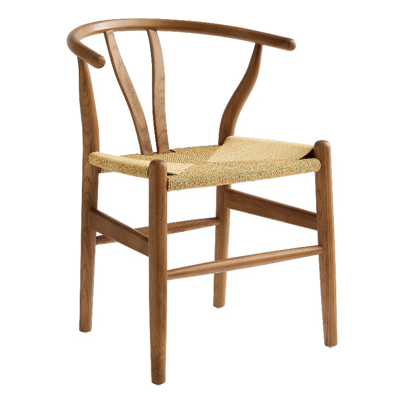 Maklaine Contemporary Elm Wood Dining Chair Dining Chair in Walnut