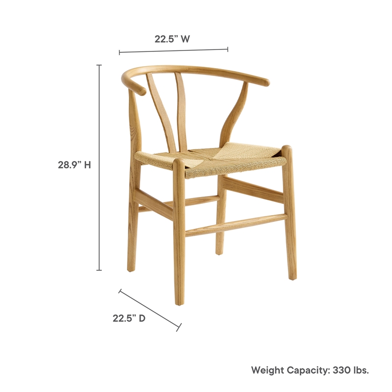 Maklaine Contemporary Elm Wood Dining Chair Dining Chair in Natural