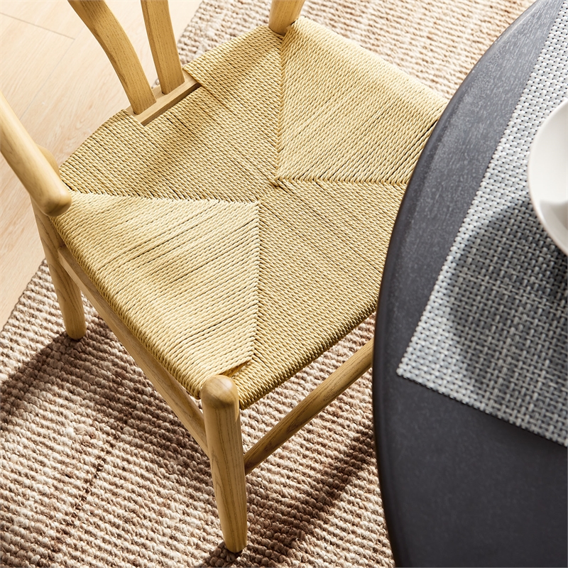 Maklaine Contemporary Elm Wood Dining Chair Dining Chair in Natural