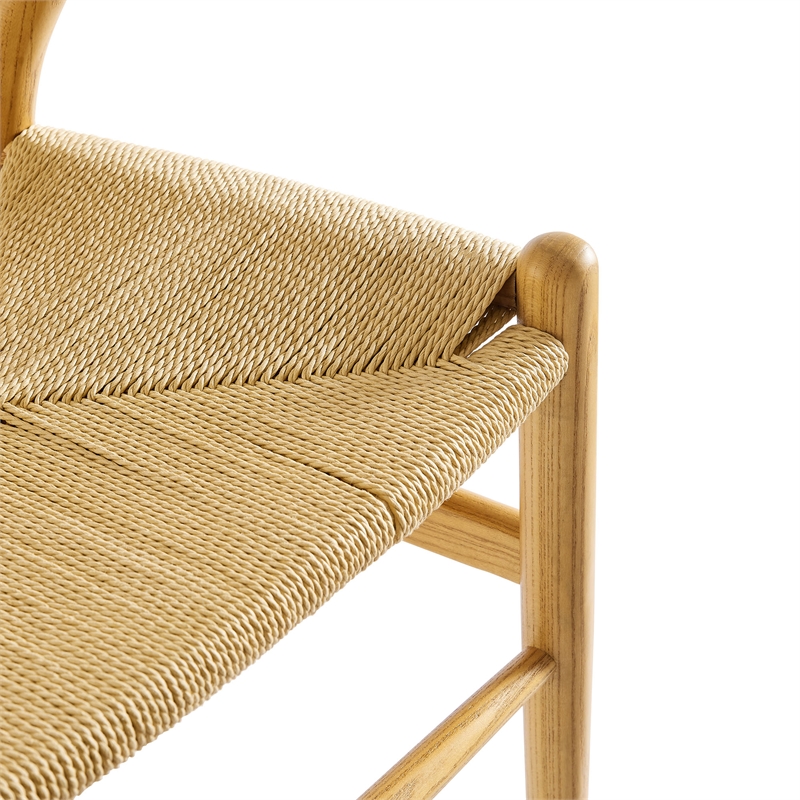 Maklaine Contemporary Elm Wood Dining Chair Dining Chair in Natural