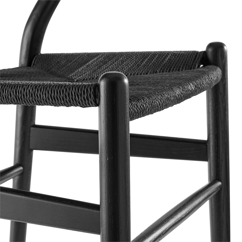 Maklaine Contemporary Elm Wood Dining Chair Dining Chair in Black Black