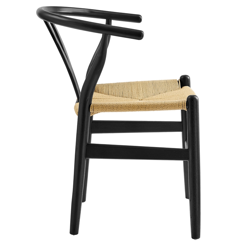 Maklaine Contemporary Elm Wood Dining Chair Dining Chair in Black