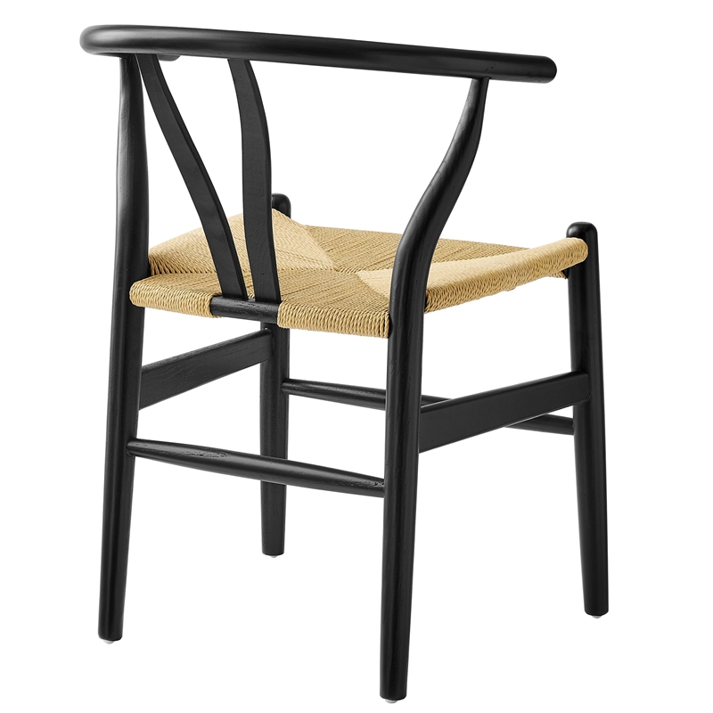 Maklaine Contemporary Elm Wood Dining Chair Dining Chair in Black