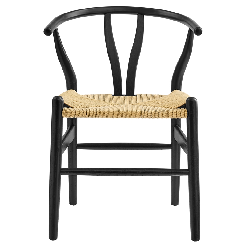 Maklaine Contemporary Elm Wood Dining Chair Dining Chair in Black