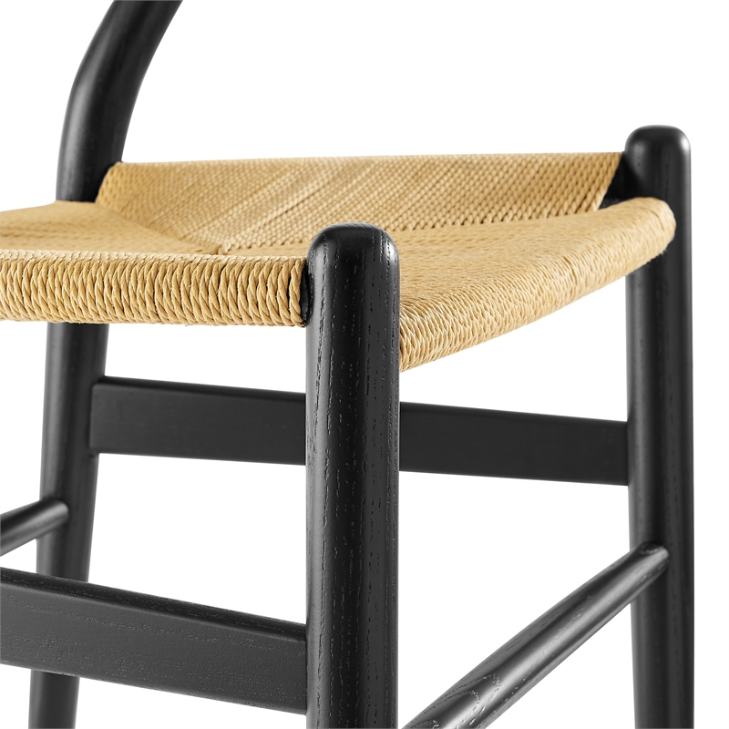 Maklaine Contemporary Elm Wood Dining Chair Dining Chair in Black