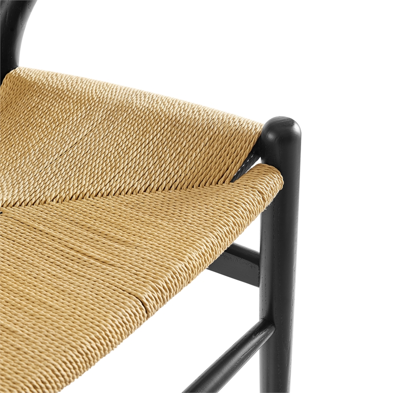 Maklaine Contemporary Elm Wood Dining Chair Dining Chair in Black