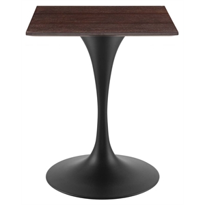 Maklaine 24&quot Square Modern Wood & Metal Dining Table in Cherry Walnut/Black