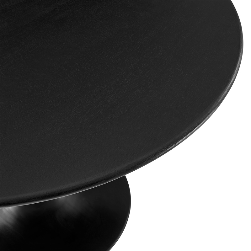 Maklaine Contemporary Solid Mango Wood Dining Table in Black