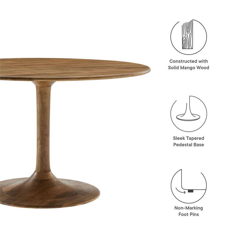 Maklaine Contemporary Solid Mango Wood Dining Table in Natural