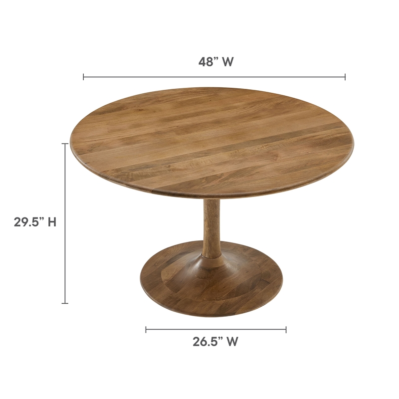 Maklaine Contemporary Solid Mango Wood Dining Table in Natural
