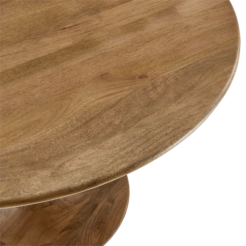 Maklaine Contemporary Solid Mango Wood Dining Table in Natural