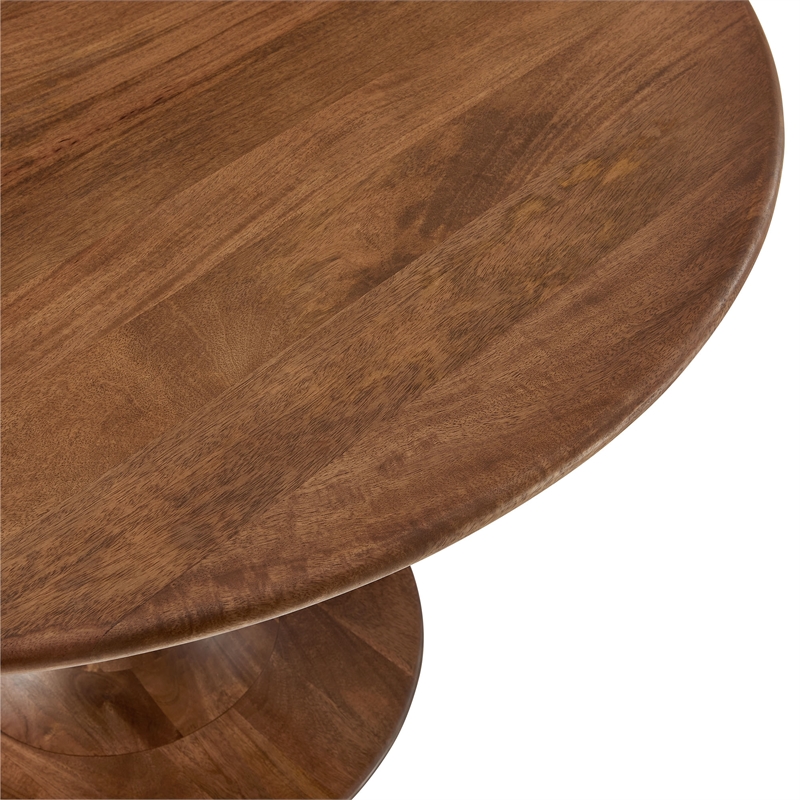 Maklaine Contemporary Solid Mango Wood Dining Table in Walnut