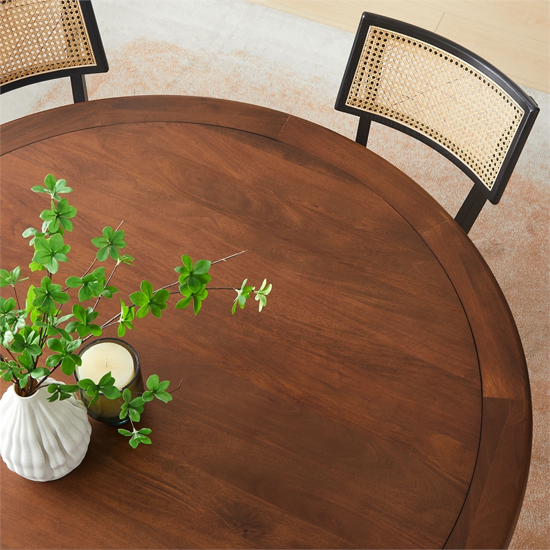 Maklaine Contemporary Mango Wood Tabletop Dining Table in Black Walnut