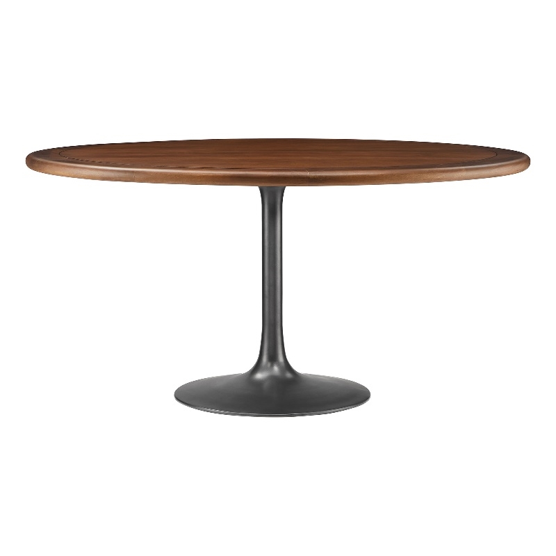 Maklaine Contemporary Mango Wood Tabletop Dining Table in Black Walnut