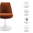 Maklaine Performance Velvet Upholstered Swivel Dining Chair in White Rust