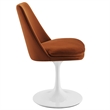 Maklaine Performance Velvet Upholstered Swivel Dining Chair in White Rust