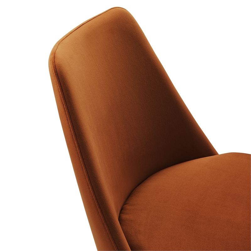 Maklaine Performance Velvet Upholstered Swivel Dining Chair in White Rust