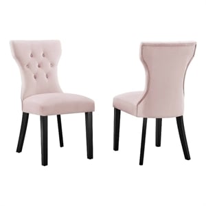 Maklaine 20&quot Modern Fabric Dining Chairs in Black/Pink (Set of 2)