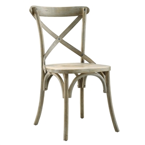 Maklaine Contemporary Elm Wood Dining Side Chair in Gray Finish