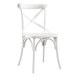 Maklaine Contemporary Elm Wood Dining Side Chair in White Finish
