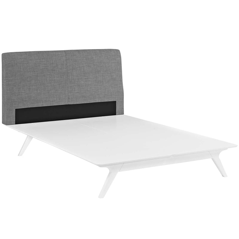 Maklaine Contemporary MDF and Rubberwood King Bed in White/Gray