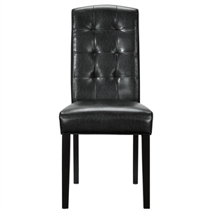 Maklaine 19.5&quot Modern Rubberwood Dining Chairs in Black (Set of 2)