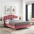 Maklaine Queen Performance Velvet Polyester Platform Bed in Dusty Rose